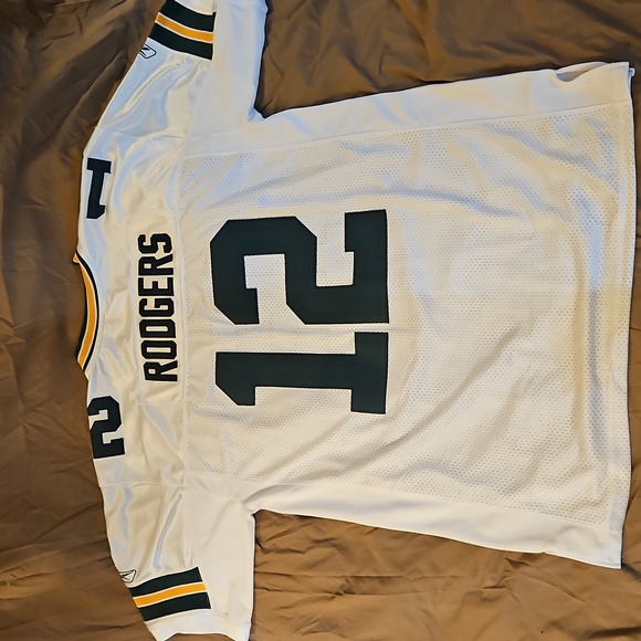 Reebok White and Green Green Bay Packers Team Jersey Aaron Rodgers #12 NFL Brand - Picture 4 of 4